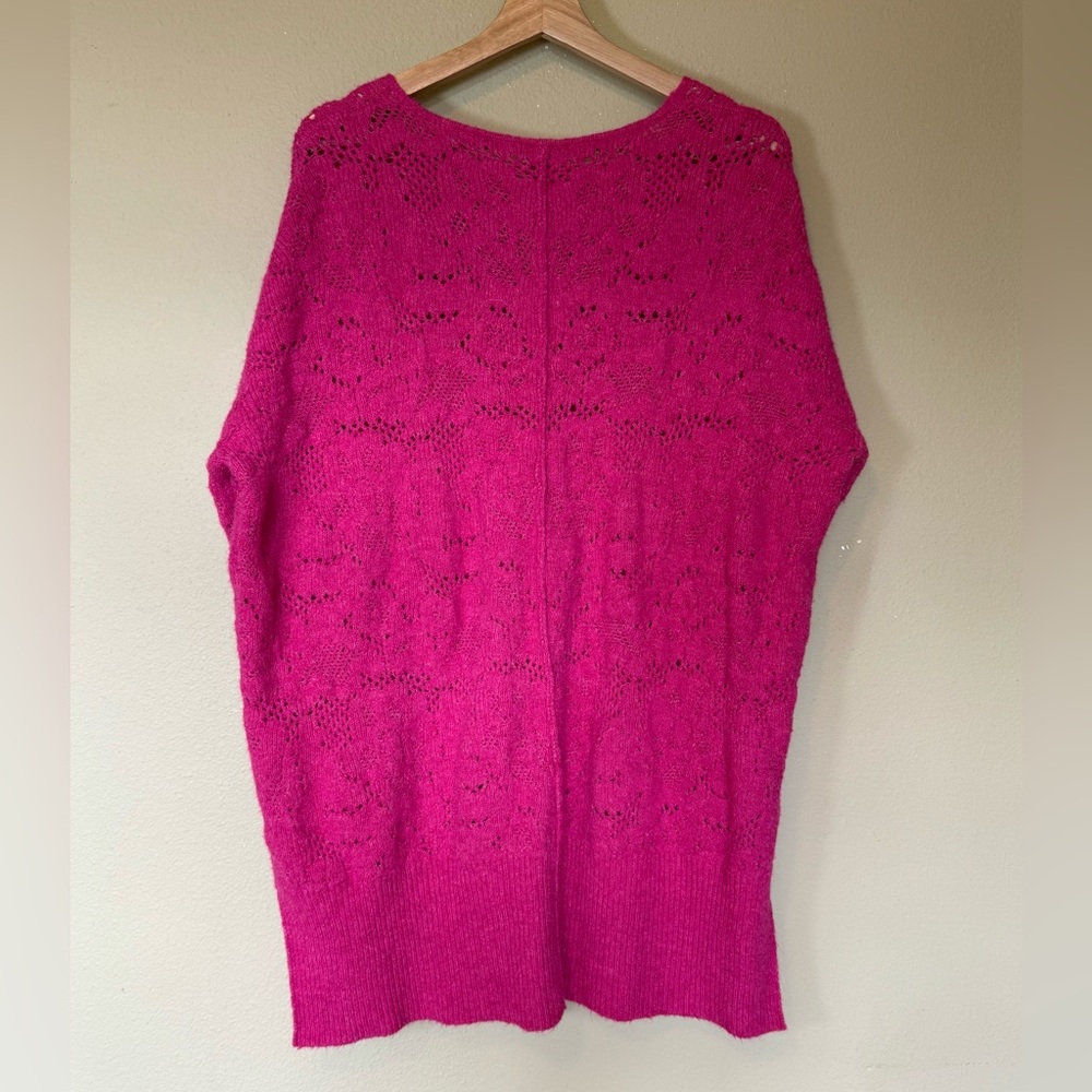Free People Intimately Hot Pink Wool Blend Knit Tunic Sweater Sz XS/S - Picture 4 of 8